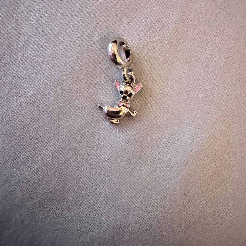 Silver and Pink Chihuahua Dangle Dog Charm - Picture 4 of 4